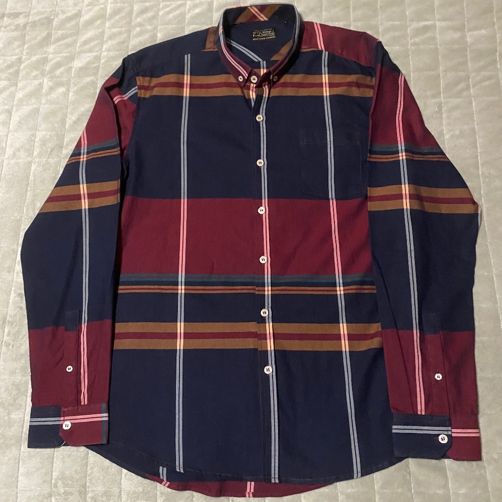 7 Diamonds Long Sleeve Plaid Button Up Men’s Shirt L